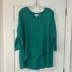 Chic Teal Asymmetrical Tunic Top